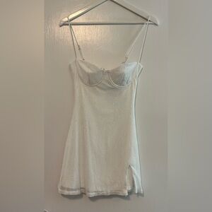 Elegant White Glitter Slip Dress